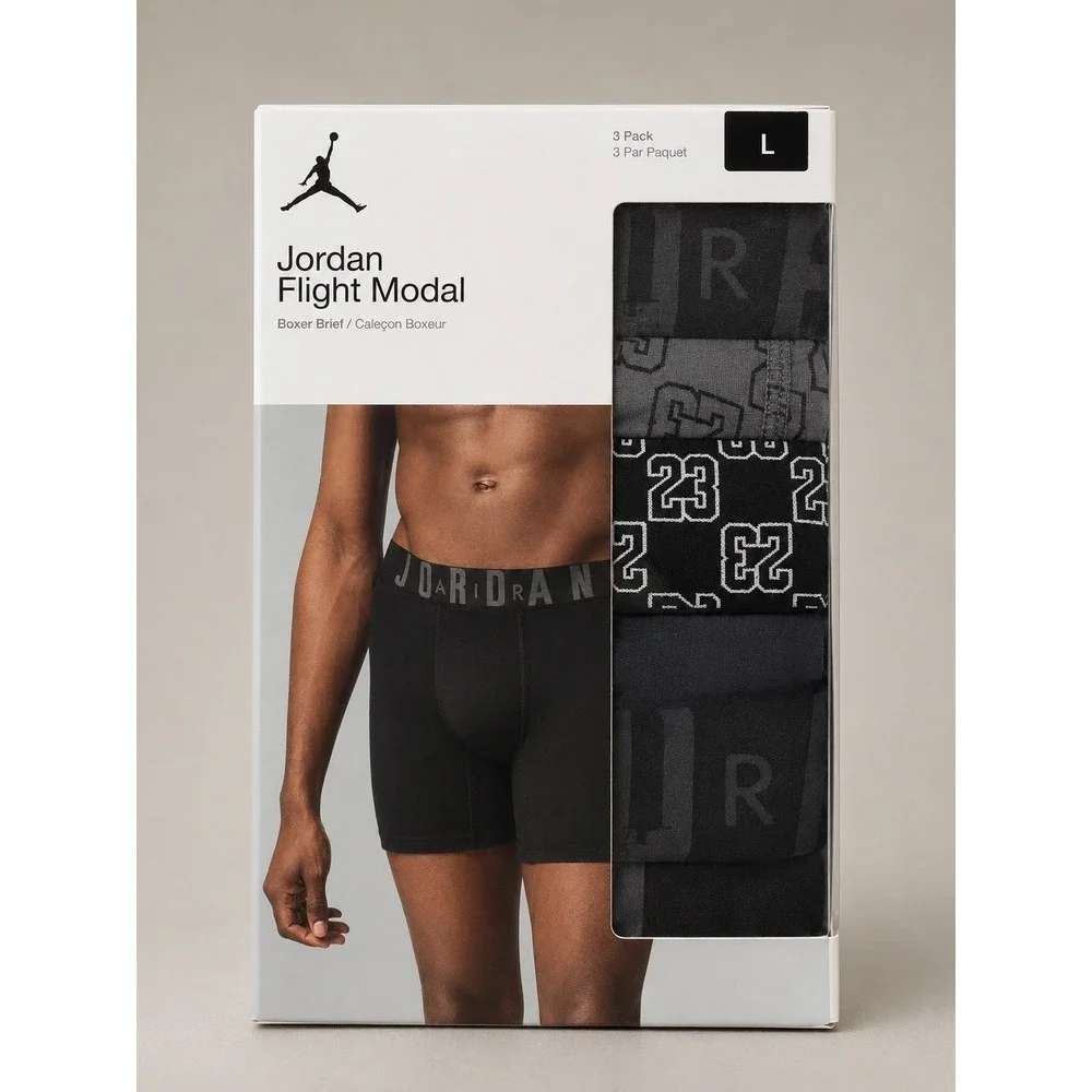 Jordan Flight Modal Boxer Briefs 3-Pack Black Grey 23 (Size L 36/38